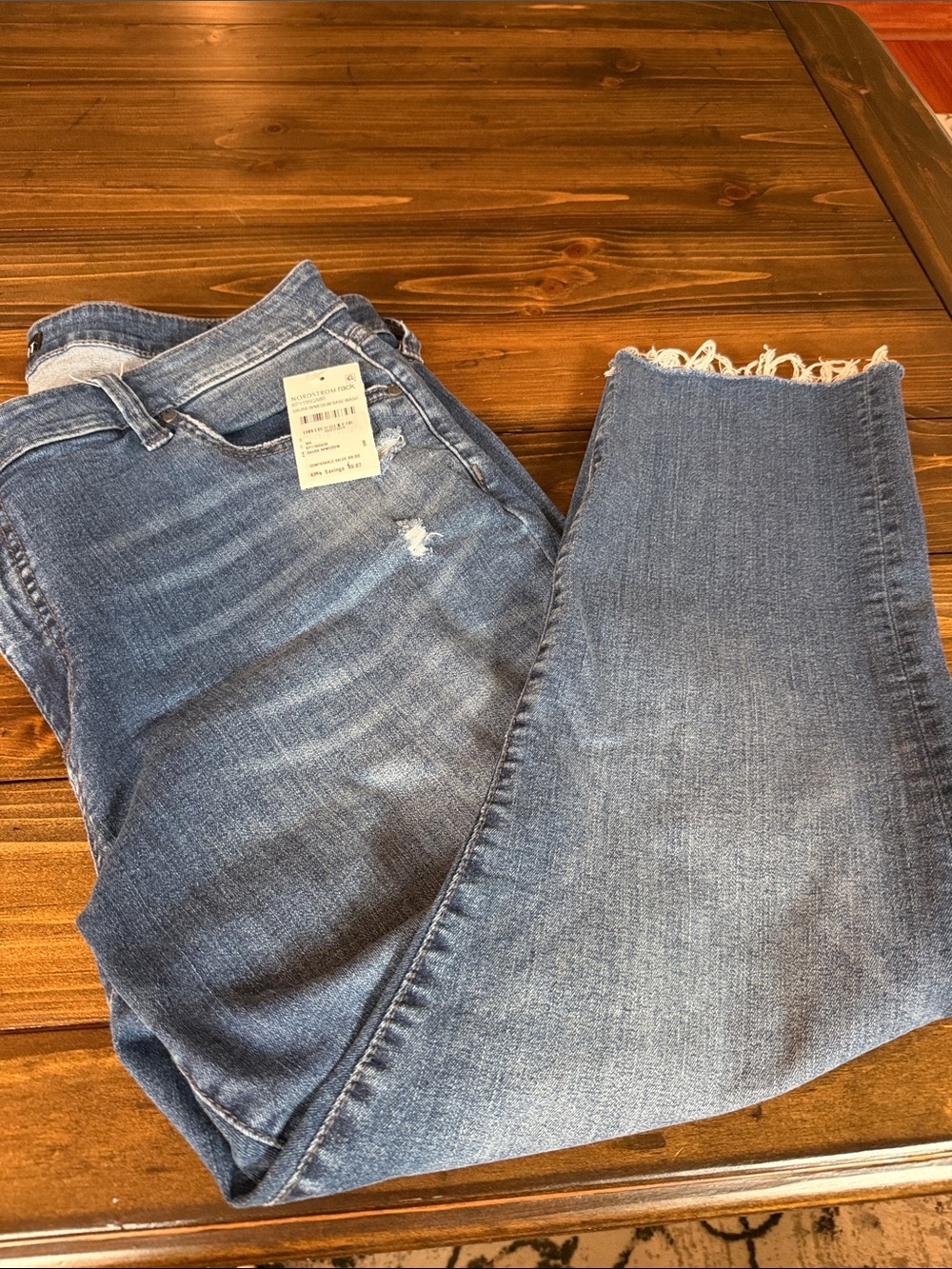 Kut from the Kloth Mid Wash Cropped Frayed-Hem Jeans